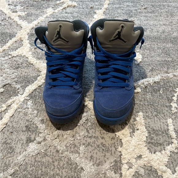 Blue and Gray High-Top Sneakers